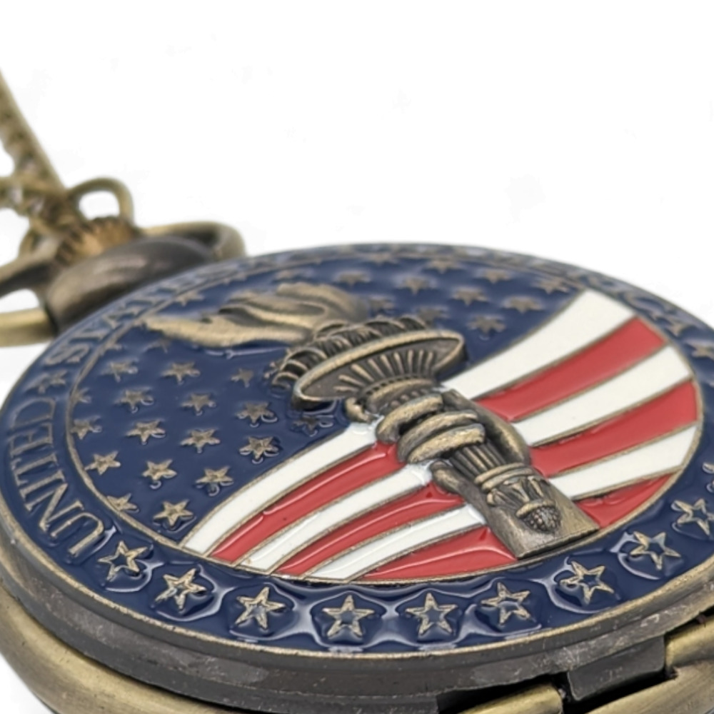 America Pocket Watch NEW Statue of Liberty Patriotic Democrat Republican Gift - Picture 4 of 6